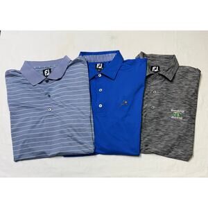 Lot of 3 Fj footjoy golf polo shirt stripped /blue Men’s size XL have flaw